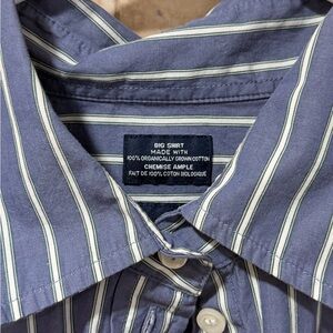 Organic Cotton Blue Stripe Button-Up Shirt